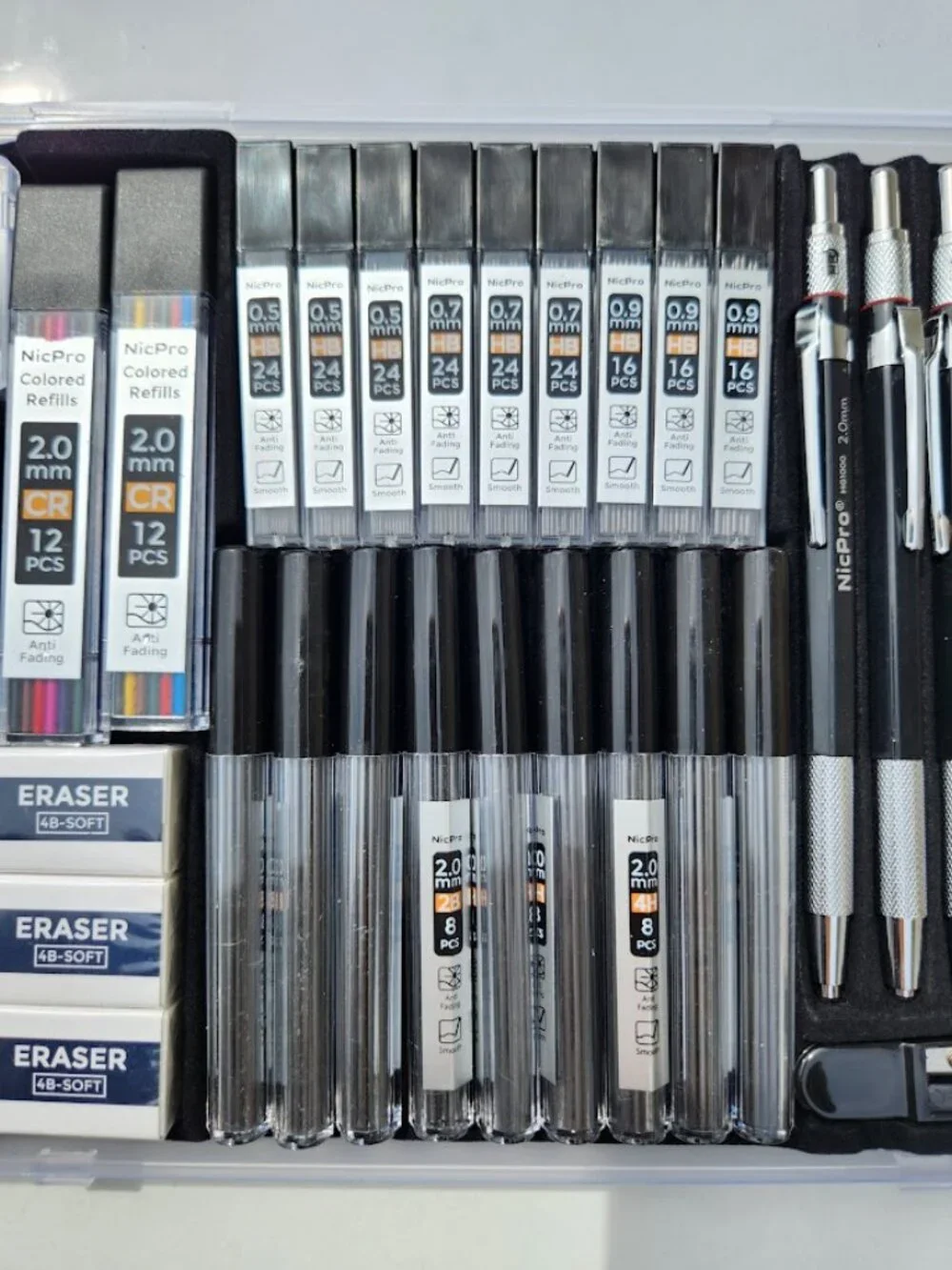 NEW Mechanical Pencil Set COLOR Graphite Refills Drafting Pencils 0.5 mm & 0.7 m